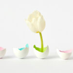 Qu'est-ce que la résilience illustration tulipe dans un "vase" cassé, qui est en fait une coquille d'œuf colorée