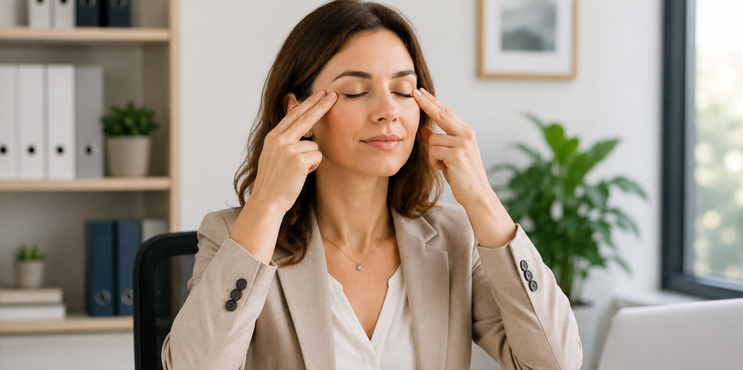 Exemple d'utilisation de l'Emotional Freedom Technique par une femme au bureau